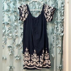 Off shoulder navy blue mini